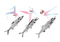 Fishes and women illustration on white background