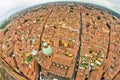 Fisheye cityscape view from two towers, Bologna, Italy Royalty Free Stock Photo