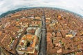 Fisheye cityscape view from two towers, Bologna, Italy Royalty Free Stock Photo