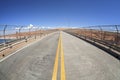 Fisheye lens photo of a lanes on a bridge, USA. Royalty Free Stock Photo