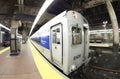 Fisheye lens photo of MTA train at the Grand Central Terminal.