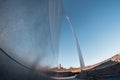 Fisheye lens wide angle view of the Gateway Arch national park in St. Louis Missouri Royalty Free Stock Photo