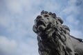 Fisheye on lion mouth and head, Victoria Memorial, London, England, UK