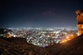 Fisheye shot of jodhpur city lights at night showing the cityscape from the roof of mehrangarh fort Royalty Free Stock Photo