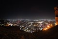 Fisheye shot of jodhpur city lights at night showing the cityscape from the roof of mehrangarh fort Royalty Free Stock Photo