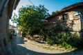 Fisheye street view of old town