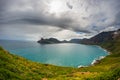 Fisheye ultrawide view of Hout Bay, Cape Town Royalty Free Stock Photo