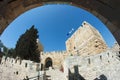 Fisheye view of an ancient citadel in Jerusalem