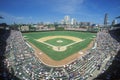 Fisheye view of crowd and diamond during a professional baseball game, Wrigley Field, Illinois Royalty Free Stock Photo