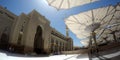 Fisheye view of of mosque Nabawi. Royalty Free Stock Photo