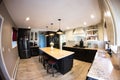 Fisheye view of a newley renovated residential kitchen Royalty Free Stock Photo