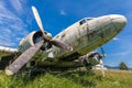 Fisheye view of the remains DC3 aircraft