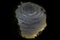 Fisheye view of  star trail of night sky Royalty Free Stock Photo