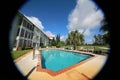 Fisheye View of Swimming Pool at Condo on Golf Course