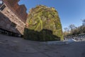 Fisheye 180 view of a vertical garden in the city of Madrid