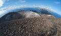 Fisheye view of volcano crater on Vulcano island Royalty Free Stock Photo