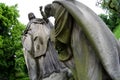 A fisheye wide look on two old christian statues Royalty Free Stock Photo