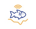 Fishfinder line icon. Echo fish sounder sign. Vector Royalty Free Stock Photo