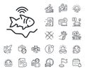 Fishfinder line icon. Echo fish sounder sign. Plane jet, travel map and baggage claim. Vector Royalty Free Stock Photo