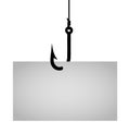 Fishhook with blank message note Royalty Free Stock Photo