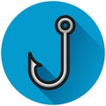 Fishhook circle blue icon concept