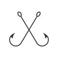 Crossed fish hooks graphic icon