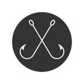 Crossed fish hooks graphic icon