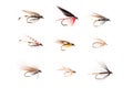 Fishhooks or Trout Flies in 3x3 Grid Cutout