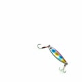Fishing accessory. A shiny plastic fish of a rainbow color