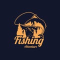 Fishing adventure logo design template Royalty Free Stock Photo