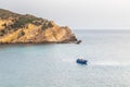 Fishing Adventures: Fisher in Small Boat at Sea in Tunisia, North Africa