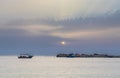 Fishing Adventures: Fisher in Small Boat at Sea in Tunisia, North Africa