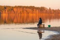 Fishing alone. Big beautiful lake.