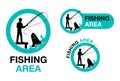 Fishing area sign - fisherman and fish