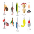 Fishing bait flat icons