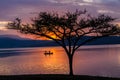 Landscape Dam Fishing Boat Dawn Royalty Free Stock Photo