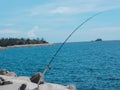 A fishing in the beach jerudong at summer Royalty Free Stock Photo