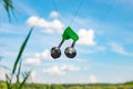 Fishing bell hanging on a fishing line Royalty Free Stock Photo