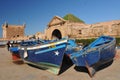 Fishing blue boats in Marocco. Lots of blue fishing boats in the port of Essaouira, Morocco