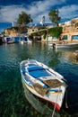 Fishing boars in harbour in fishing village of Mandrakia, Milos island, Greece Royalty Free Stock Photo