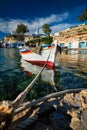 Fishing boars in harbour in fishing village of Mandrakia, Milos island, Greece Royalty Free Stock Photo