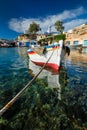 Fishing boars in harbour in fishing village of Mandrakia, Milos island, Greece Royalty Free Stock Photo