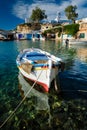 Fishing boars in harbour in fishing village of Mandrakia, Milos island, Greece Royalty Free Stock Photo