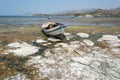 Fishing boat along the shore of Lake Bafa in Turkey