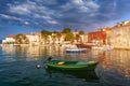 Fishing boat anchoring in beautiful Sutivan port, Brac island, Croatia. Sutivan on Island Brac in Croatia. Made of well known