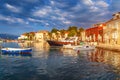 Fishing boat anchoring in beautiful Sutivan port, Brac island, Croatia. Sutivan on Island Brac in Croatia. Made of well known Royalty Free Stock Photo