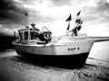 Fishing boat. Artistic look in black and white.