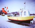 Fishing boat. Artistic look in vintage vivid colours.
