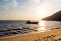 Fishing boat on background beautiful tropical sunset, , Cambodia