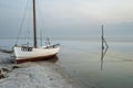 Fishing boat on the Baltic Sea coast. The Hel Peninsula in Poland